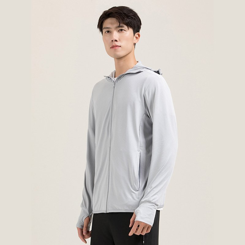 UPF50+ sunscreen clothing removable hood UV protection ice silk jacket breathable sunscreen clothing for men