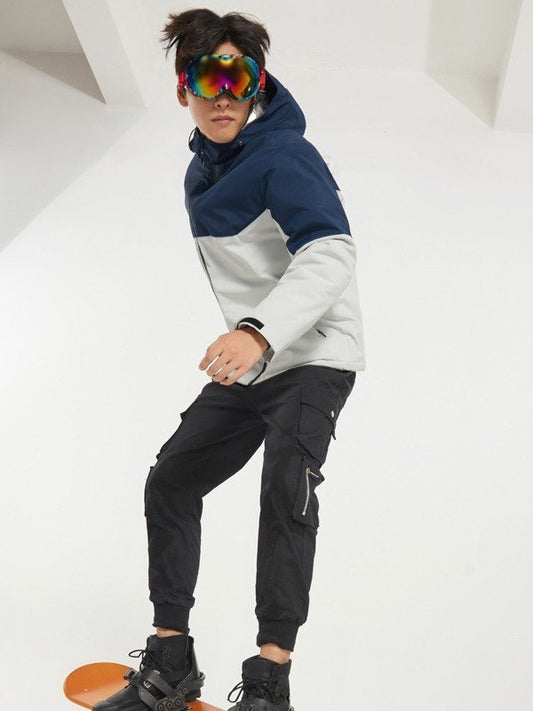 Autumn and winter new outdoor punching jacket men's trend color blocking windproof waterproof leisure mountaineering hiking camping warm cotton jacket