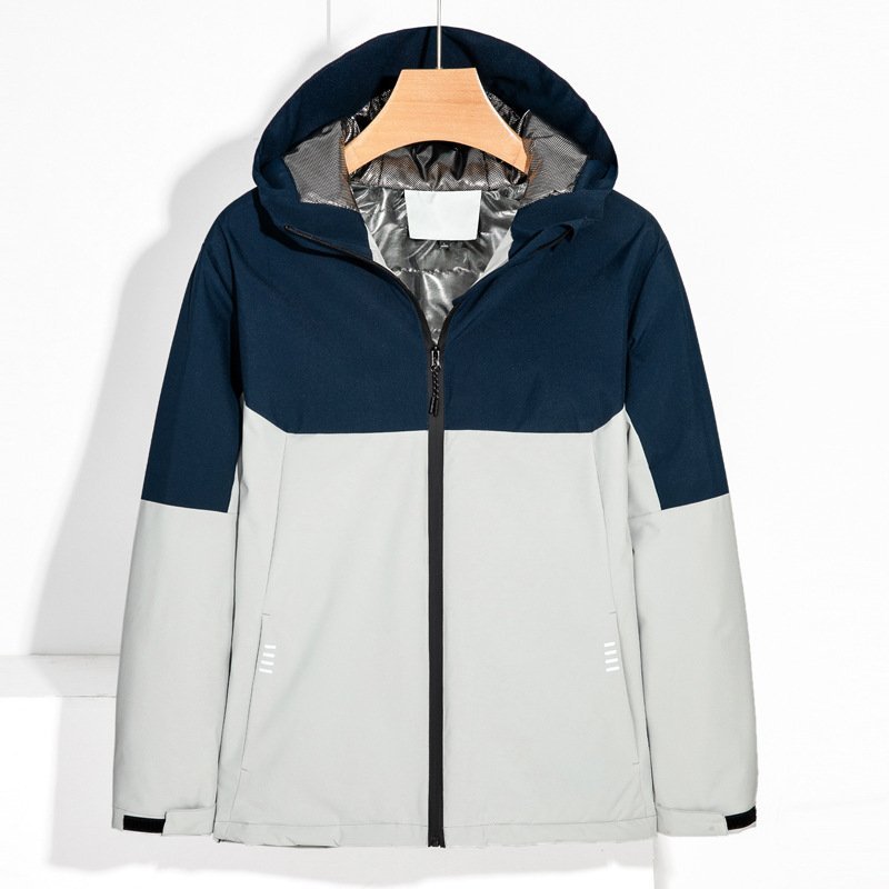 Autumn and winter new outdoor punching jacket men's trend color blocking windproof waterproof leisure mountaineering hiking camping warm cotton jacket