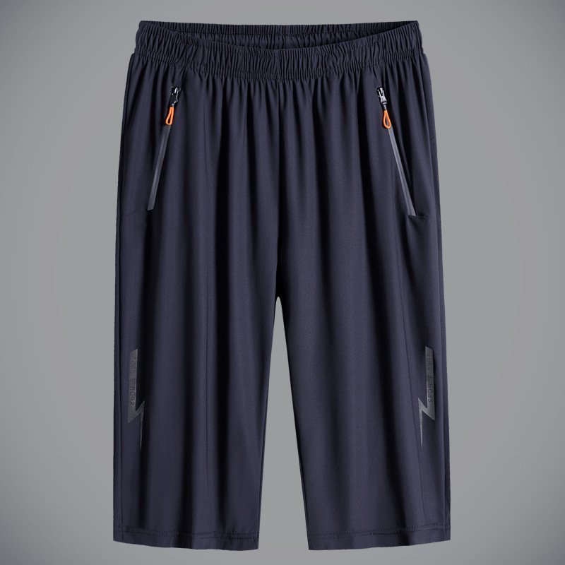 Ice silk pants men's summer ultra-thin breathable men's 7 pants loose sports pants casual pants quick-drying pants men's hundred shorts