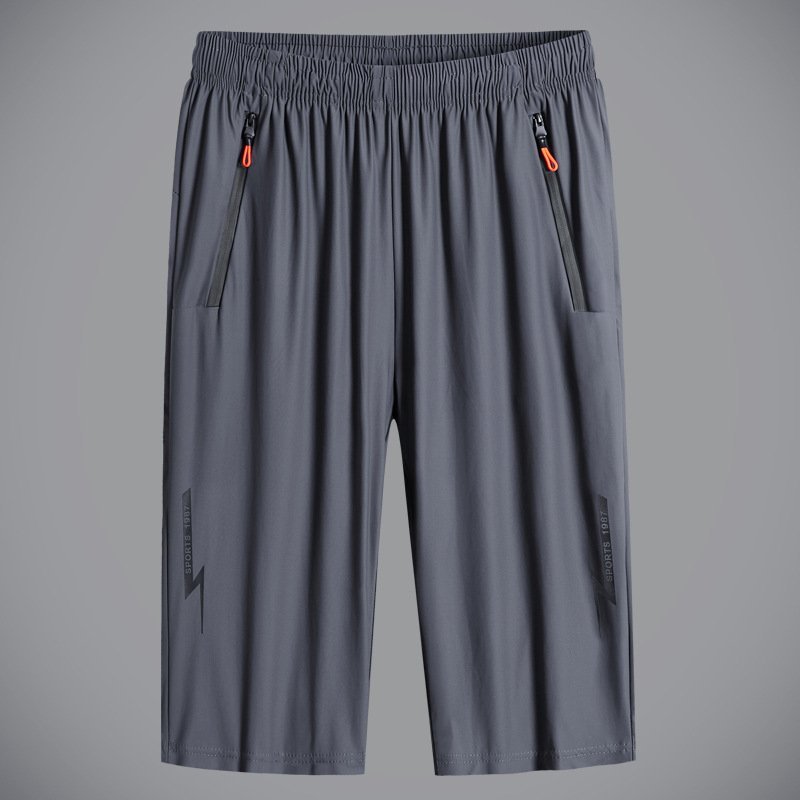 Ice silk pants men's summer ultra-thin breathable men's 7 pants loose sports pants casual pants quick-drying pants men's hundred shorts