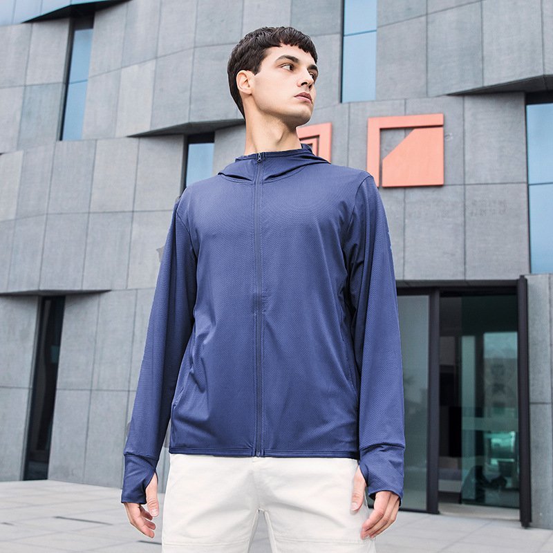 Ice silk UPF50 + knitted sunwear skinsuit jacket breathable UV male sunwear