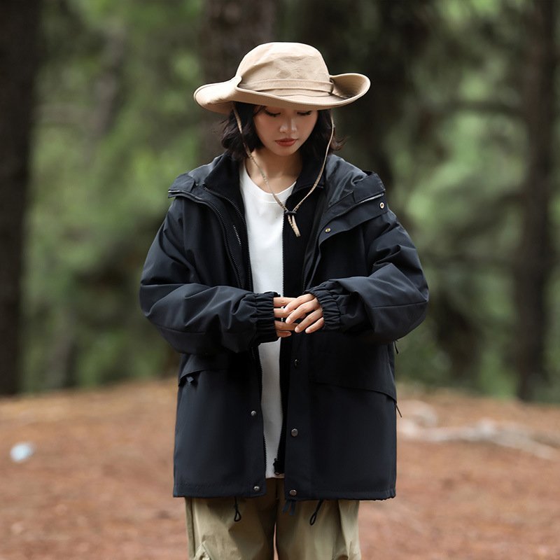 Mountain system couples color blocking three-in-one workwear rushing jacket tide outdoor leisure windproof waterproof jacket Clothing