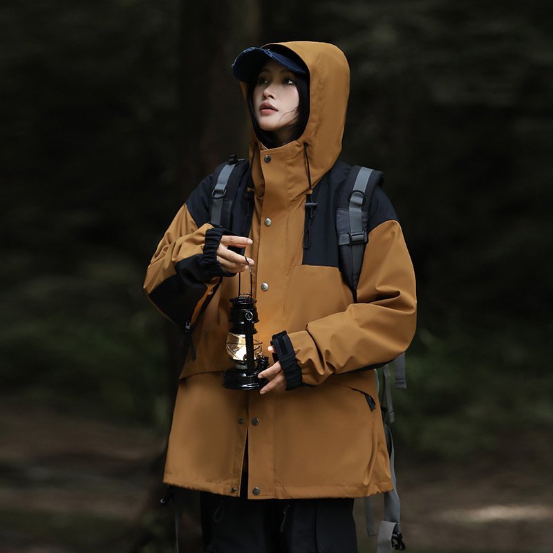 Mountain system couples color blocking three-in-one workwear rushing jacket tide outdoor leisure windproof waterproof jacket Clothing