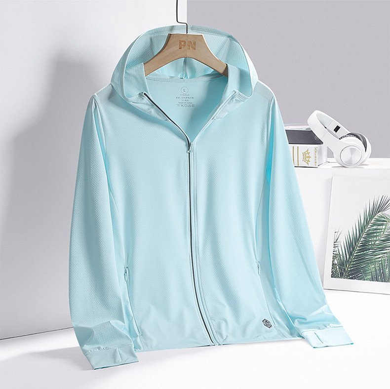 New summer outdoor sun protection clothing for men and women, UPF50+ anti-UV hooded breathable cardigan skin clothing
