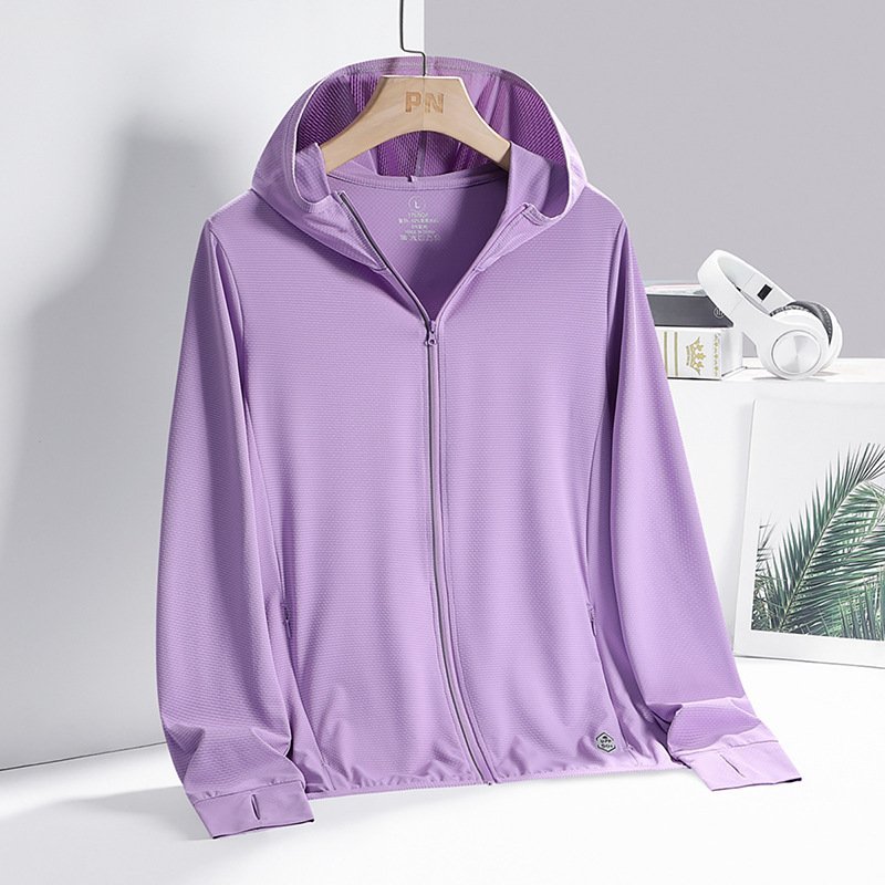 New summer outdoor sun protection clothing for men and women, UPF50+ anti-UV hooded breathable cardigan skin clothing