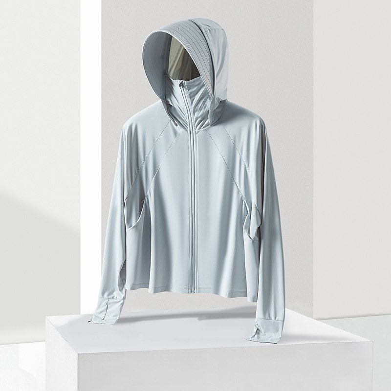 New women's ice silk shawl sunscreen UPF50 + UV protection female short large brim breathable sun shirt