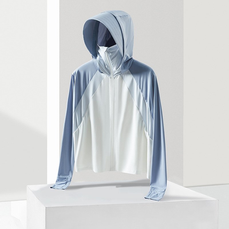 New women's ice silk shawl sunscreen UPF50 + UV protection female short large brim breathable sun shirt