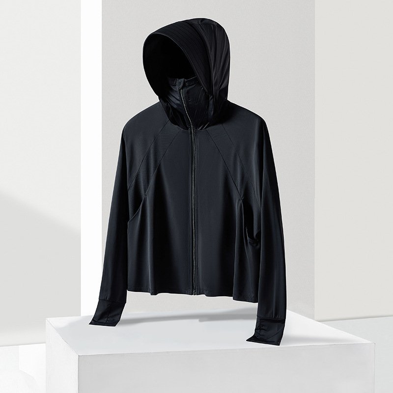 New women's ice silk shawl sunscreen UPF50 + UV protection female short large brim breathable sun shirt