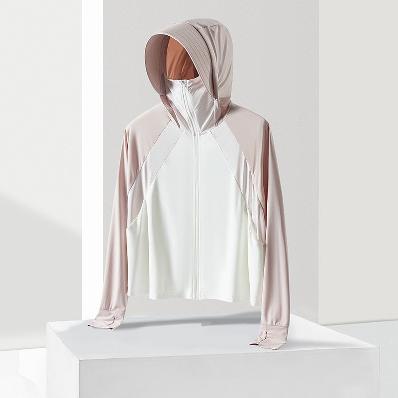 New women's ice silk shawl sunscreen UPF50 + UV protection female short large brim breathable sun shirt