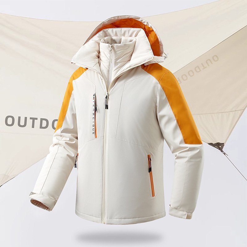 Outdoor mountaineering clothing clip-on punch cotton jacket removable ultrasonic vest windproof and waterproof jacket male