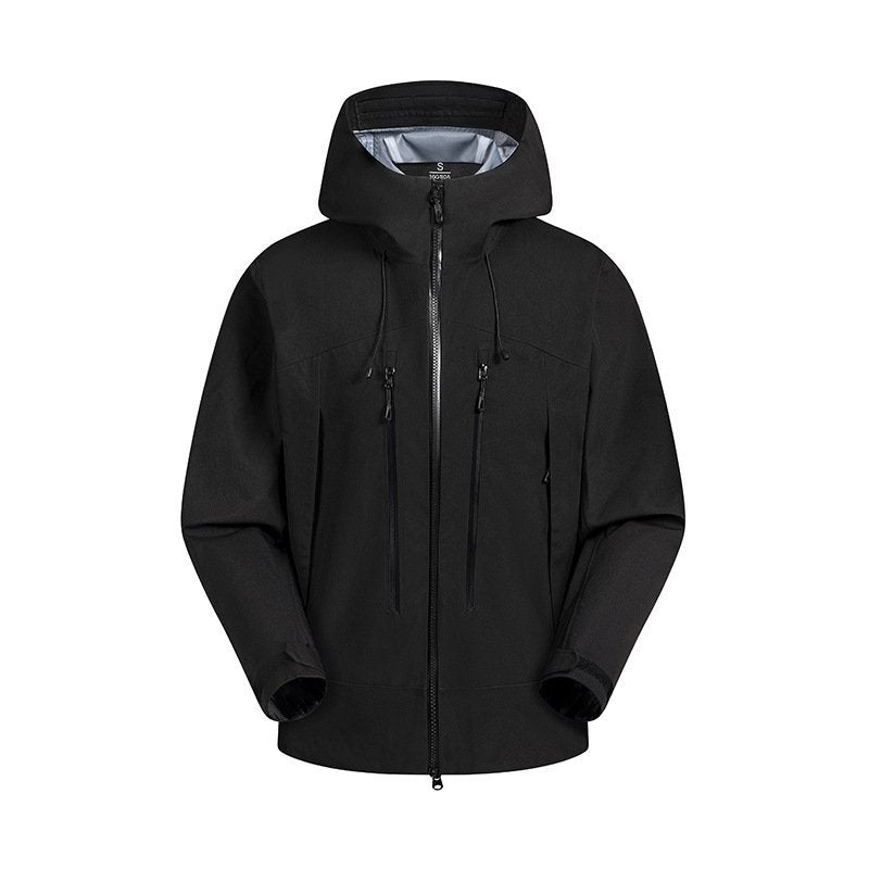 Outdoor fashion versatile solid color men and women with the same soft shell rushing jacket waterproof single layer hooded couple casual jacket