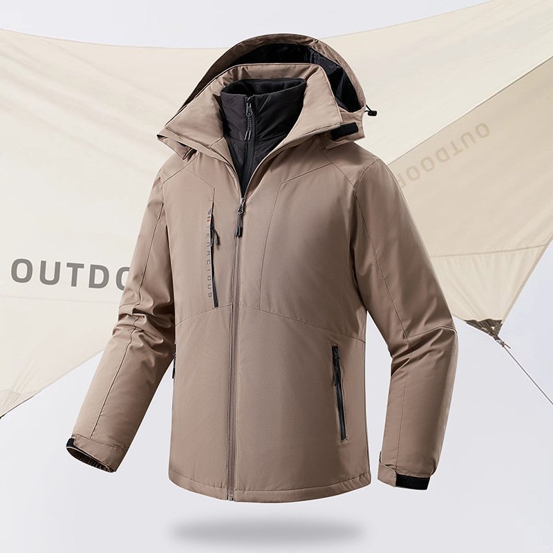 Outdoor mountaineering clothing clip-on punch cotton jacket removable ultrasonic vest windproof and waterproof jacket male