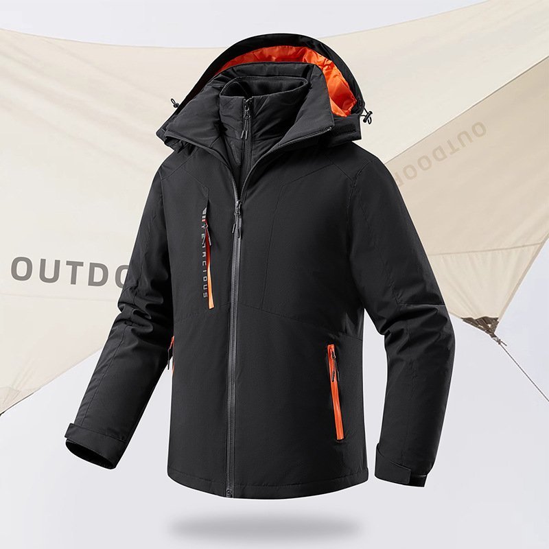 Outdoor mountaineering clothing clip-on punch cotton jacket removable ultrasonic vest windproof and waterproof jacket male