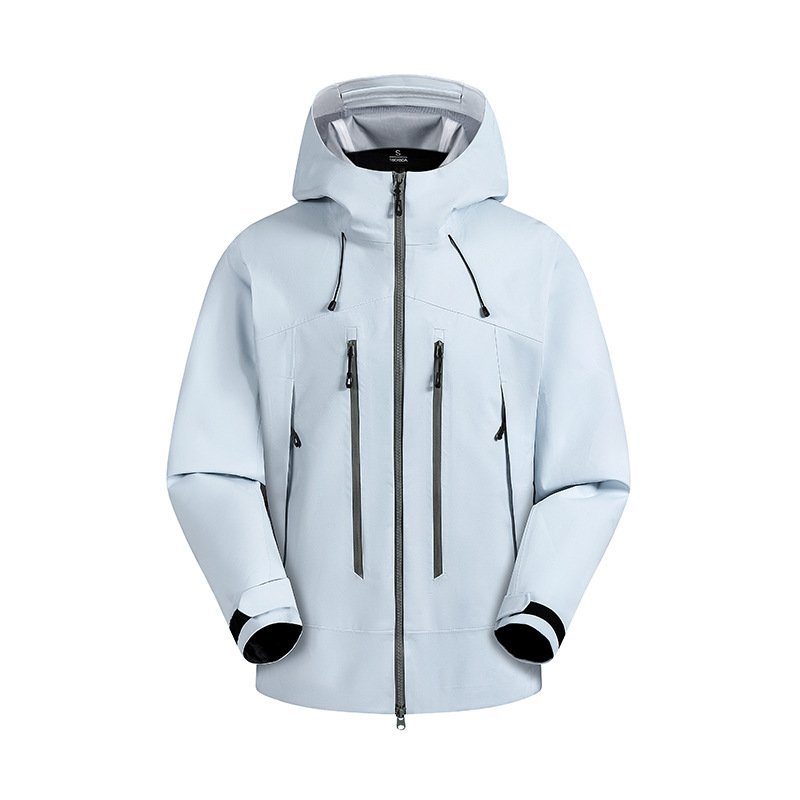 Outdoor fashion versatile solid color men and women with the same soft shell rushing jacket waterproof single layer hooded couple casual jacket