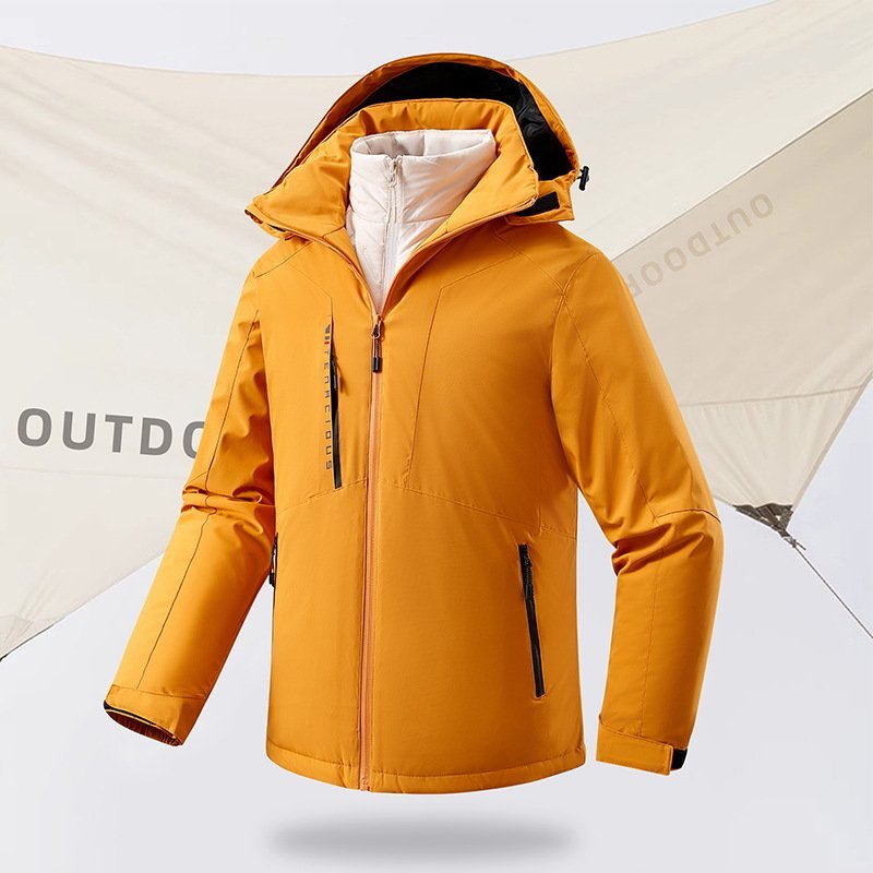 Outdoor mountaineering clothing clip-on punch cotton jacket removable ultrasonic vest windproof and waterproof jacket male