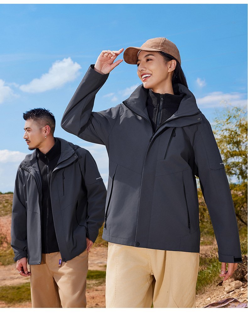 Outdoor 3-in-1 Women's Jacket Windproof Waterproof with Composite Rocker and Fleece Lining