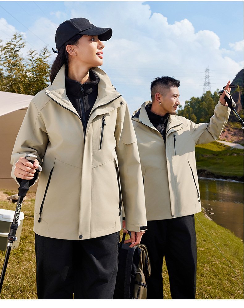 Outdoor 3-in-1 Women's Jacket Windproof Waterproof with Composite Rocker and Fleece Lining