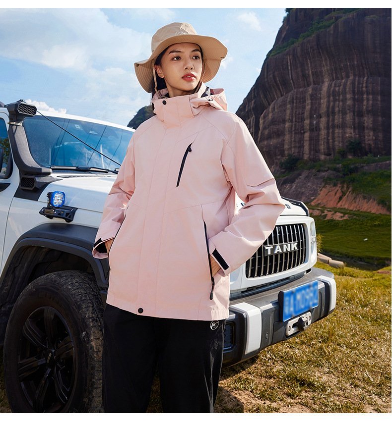 Outdoor 3-in-1 Women's Jacket Windproof Waterproof with Composite Rocker and Fleece Lining