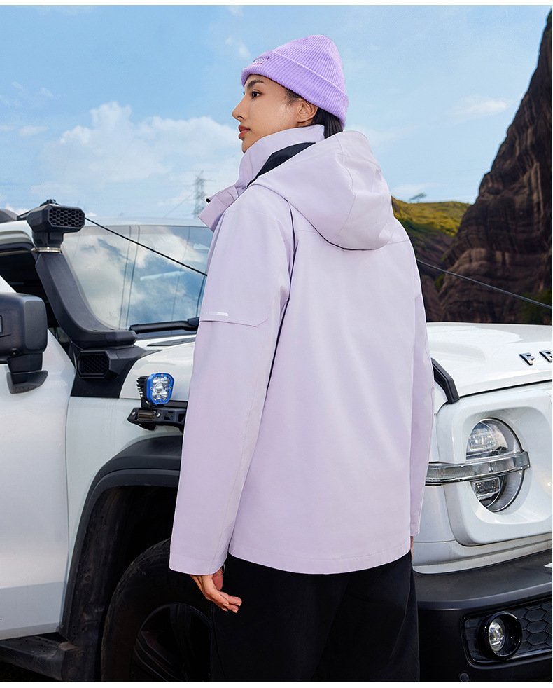 Outdoor 3-in-1 Women's Jacket Windproof Waterproof with Composite Rocker and Fleece Lining