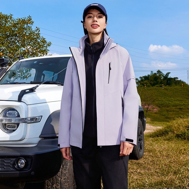 Outdoor 3-in-1 Women's Jacket Windproof Waterproof with Composite Rocker and Fleece Lining