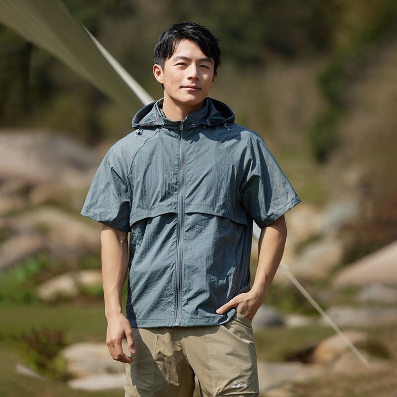 Outdoor mountain system men's detachable sleeve UPF50+ UV protection thin sunwear