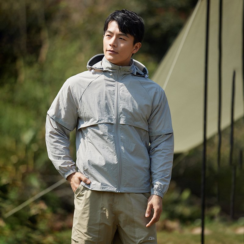 Outdoor mountain system men's detachable sleeve UPF50+ UV protection thin sunwear