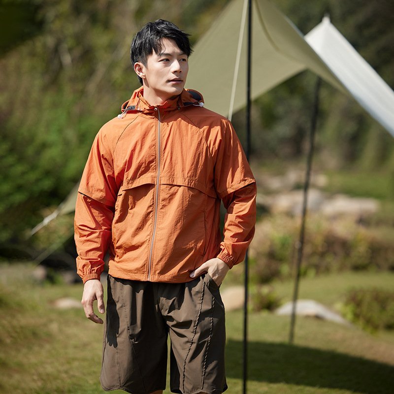 Outdoor mountain system men's detachable sleeve UPF50+ UV protection thin sunwear