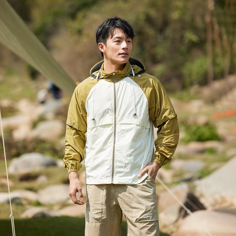 Outdoor mountain system men's detachable sleeve UPF50+ UV protection thin sunwear