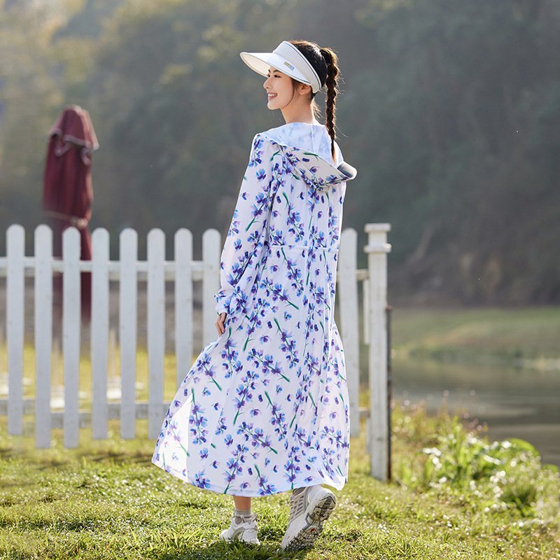 Summer UPF50 + light original yarn sunshade UV sunscreen clothing women's long ice silk skin coat