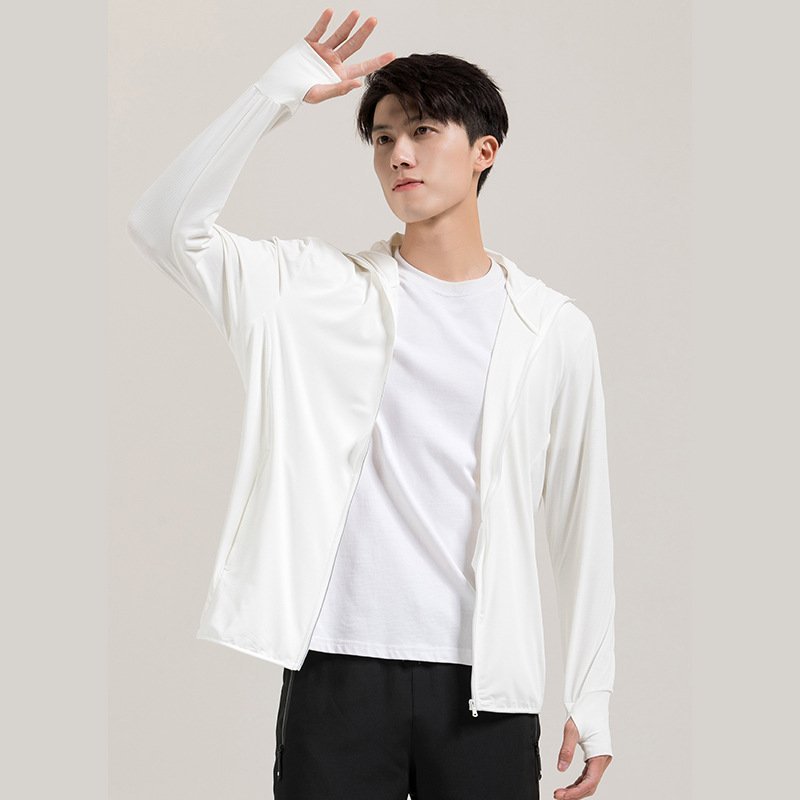 UPF50+ sunscreen clothing removable hood UV protection ice silk jacket breathable sunscreen clothing for men
