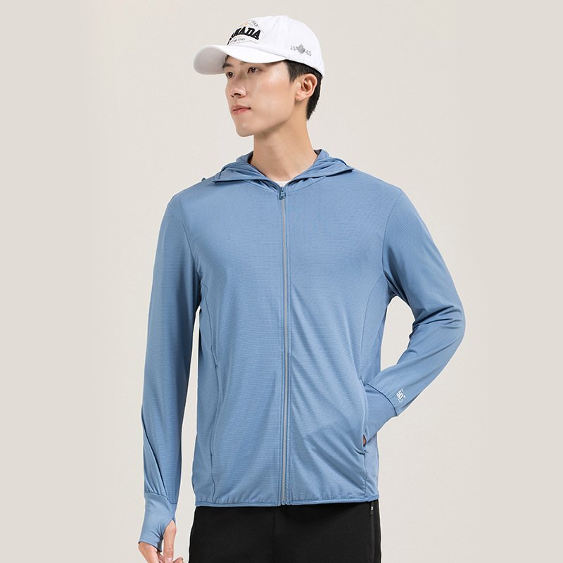UPF50+ sunscreen clothing removable hood UV protection ice silk jacket breathable sunscreen clothing for men