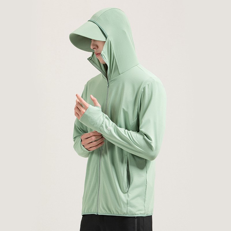 UPF50+ sunscreen clothing removable hood UV protection ice silk jacket breathable sunscreen clothing for men