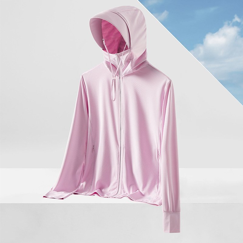 Women's Ice Silk UV Protection Hoodie with Wide Brim