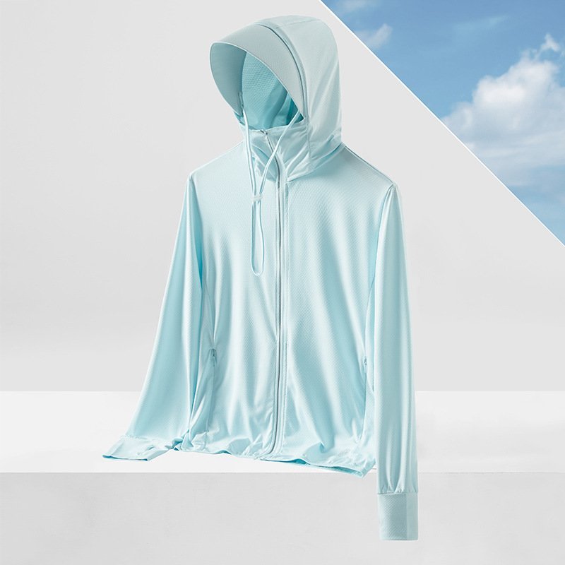 Women's Ice Silk UV Protection Hoodie with Wide Brim
