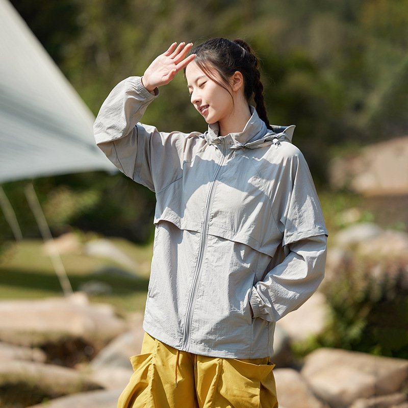 Women's Outdoor Mountain Jacket with Detachable Sleeves UPF50+ UV Protection Lightweight Sun Proof Coat
