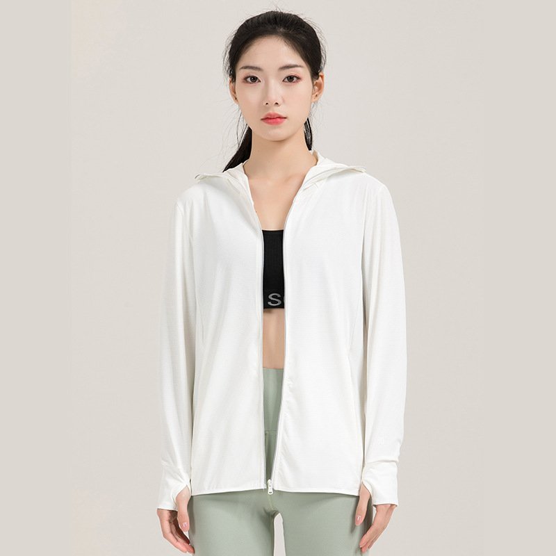 Women's UPF50+ UV Protection Jacket Removable Hoo Ice Silk Fabric Breathable Sun Protection Coat