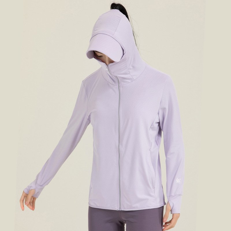 Women's UPF50+ UV Protection Jacket Removable Hoo Ice Silk Fabric Breathable Sun Protection Coat