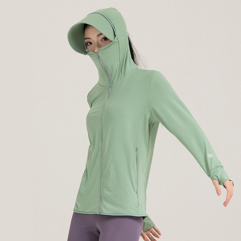 Women's UPF50+ UV Protection Jacket Removable Hoo Ice Silk Fabric Breathable Sun Protection Coat